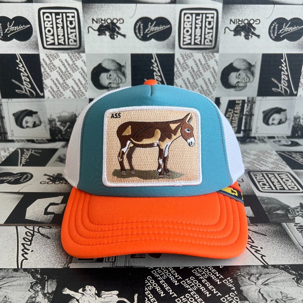 Authentic Goorin Bros "First Ass" Donkey Orange Teal White Hat (NWT)